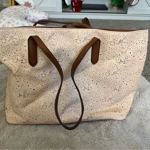 Elegant Cream and Brown Tote Bag